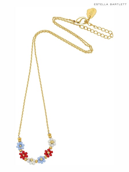 Estella Bartlett Gold Red, Blue, White Daisy Chain Necklace (N56029) | €22