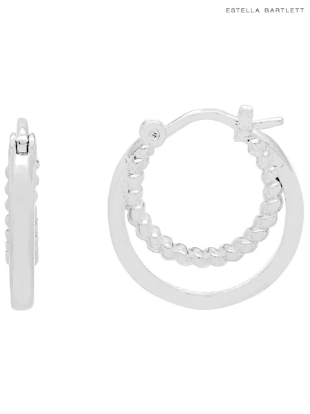 Estella Bartlett Silver Double Twisted Hoop Earrings (N56043) | €29