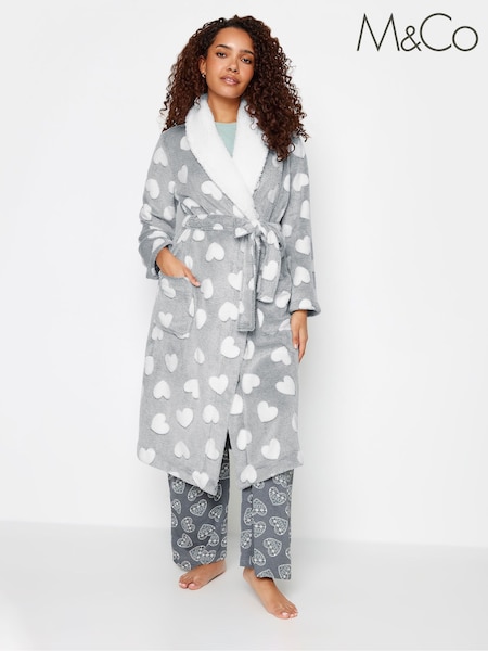 M&Co Grey Contrast Shawl Collar Robe (N56054) | €11