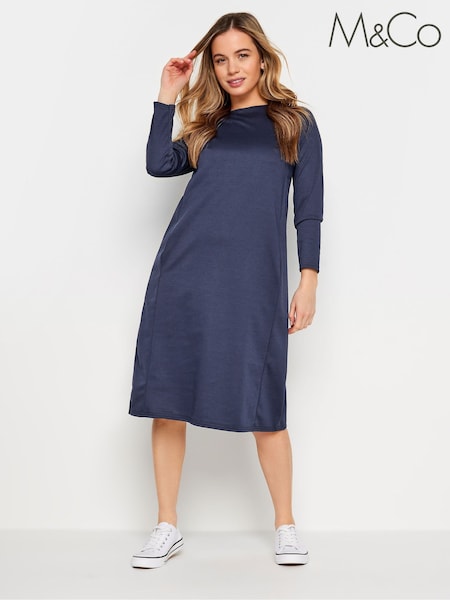 M&Co Blue Petite Ponte Pocket Swing Dress (N56058) | €11