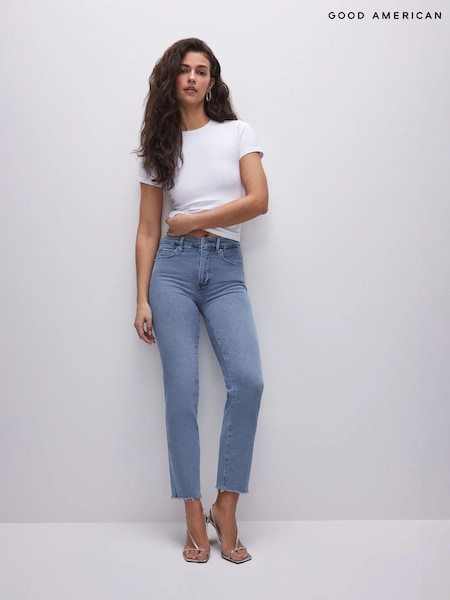 Good American Straight Split Pocket 100% Cotton Jeans (N56141) | €183