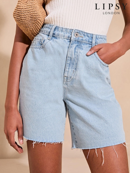 Lipsy Light Wash Navy Blue Denim Bermuda Shorts (N56149) | €31