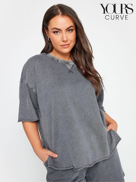 Yours Curve Grey 100% Cotton T-Shirt (N56156) | $42