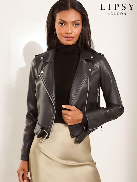 Lipsy Faux Leather Crop Biker Jacket (N56163) | €34