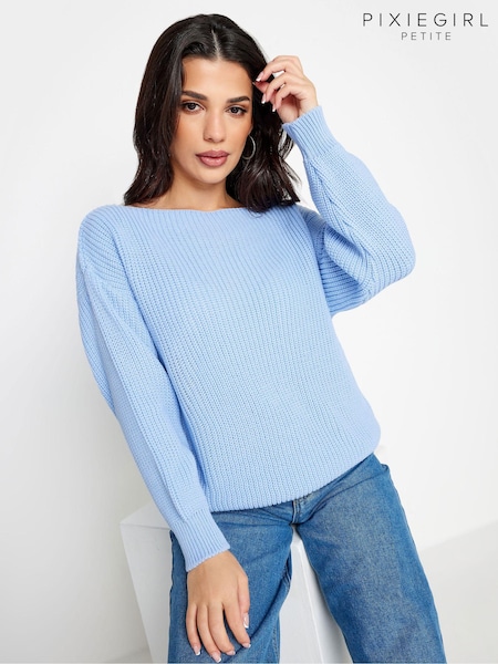 PixieGirl Petite Blue Slash Neck Jumper (N56174) | AED169