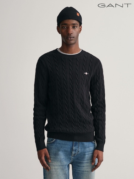 Чорний - GANT 100% Cotton Cable круглий віріз джемпери (N56238) | 7 510 грн