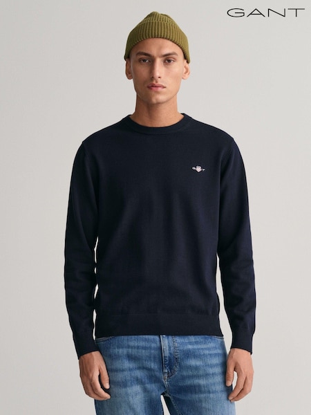 GANT Evening Blue Classic 100% Cotton Crew Neck Jumper (N56264) | €66