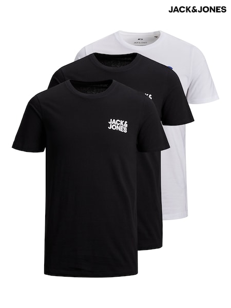 JACK & JONES Black Multipack Logo T-Shirts 3 Pack (N56315) | AZN 88
