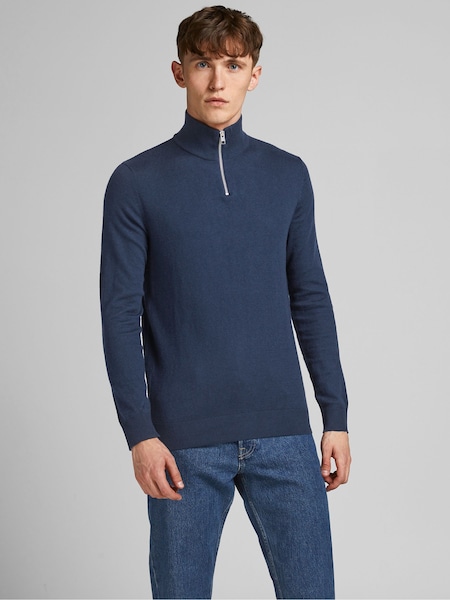 JACK & JONES Blue 1/4 Zip Up Knitted Jumper (N56317) | €9