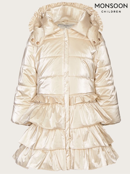 Monsoon Natural Metallic Ruffle Tiered Padded Coat (N56388) | €41.50 - €47.50