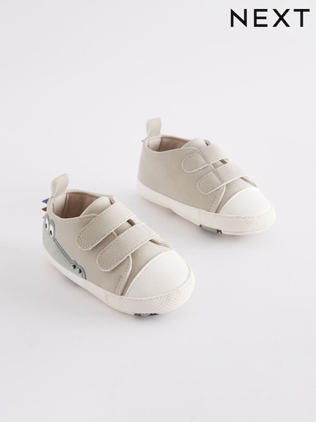 Neutral Crocodile Two Strap Baby Trainers (0-24mths) (N56401) | €4.50 - €5
