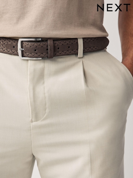 Taupe Brown Signature Suede Textured Belt (N56471) | €11