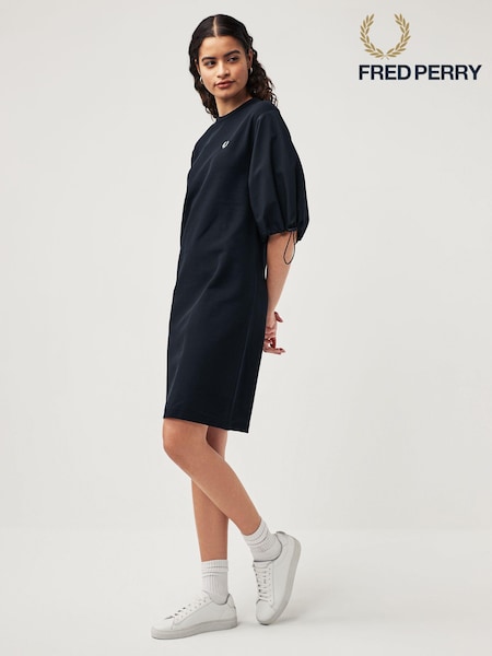 Fred Perry Gathered Sleeve Black Dress (N56553) | €77
