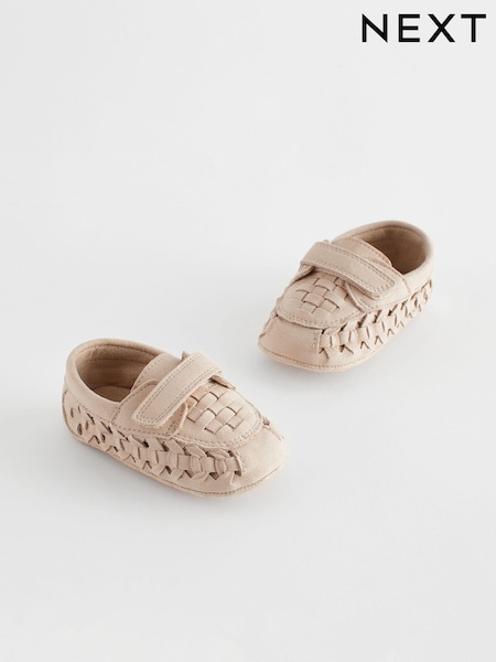 Stone Neutral Woven Baby Loafers (0-24mths) (N56621) | €7.50