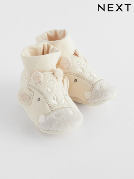 Neutral Giraffe - Print Sensory Sock Top Baby Booties (0-2mths) (N56624) | ‏3 ر.ع.‏