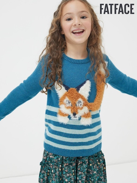 FatFace Turquoise Felicity Fox Knitted Jumper (N56848) | €30