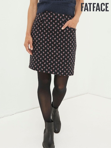 FatFace Black Jennie Floral Geo Jersey Skirt (N56937) | €27