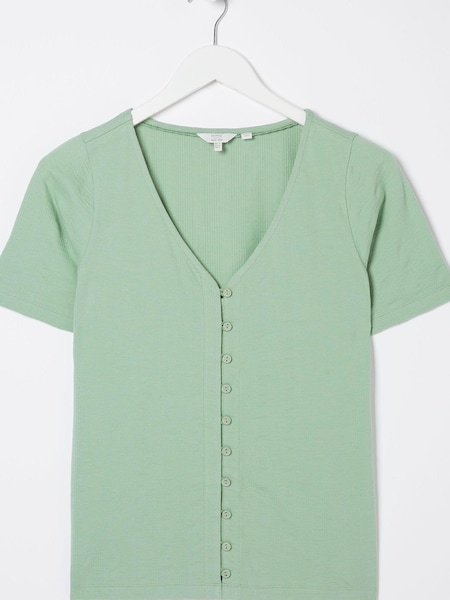 FatFace Green Olivia Pointelle T-Shirt (N56943) | €17.50
