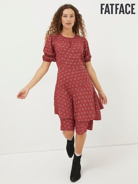 FatFace Red Shaney Craft Geo Dress (N56958) | €41.50