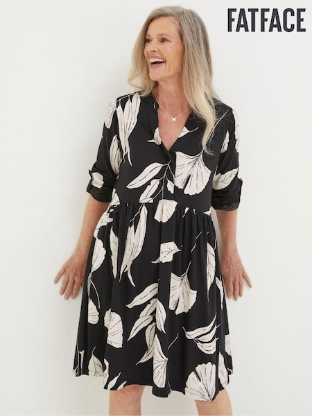 FatFace Black Elsie Twilight Leaves Jersey Dress (N56962) | €20