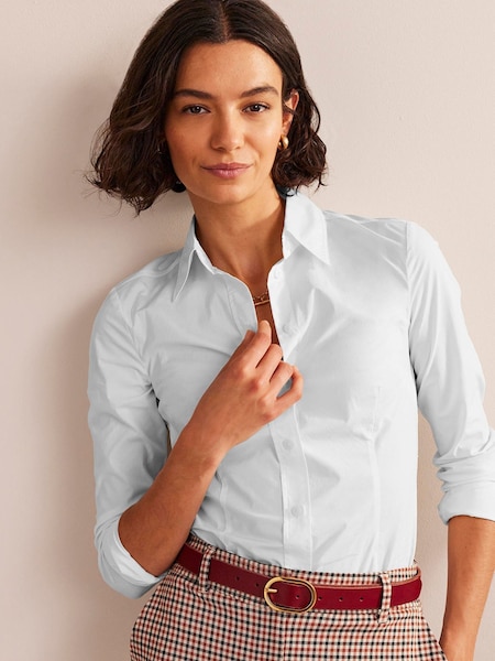 Alb - Cămașă din bumbac elastic Boden Saskia (N57149) | 287 LEI