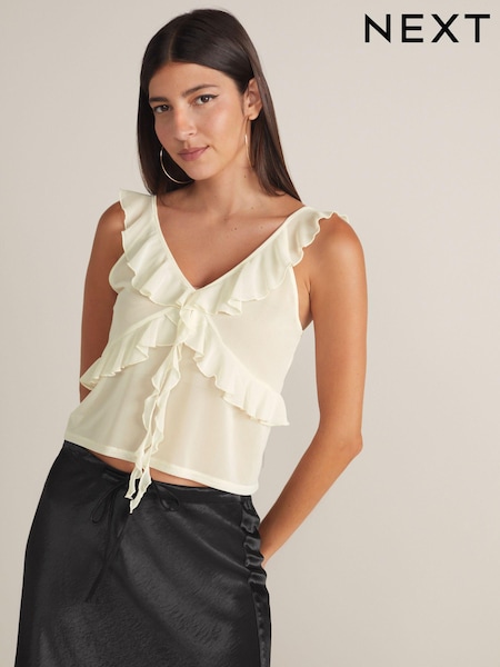 Светло-бежевый - Mesh Ruffle Cami (N57289) | €5
