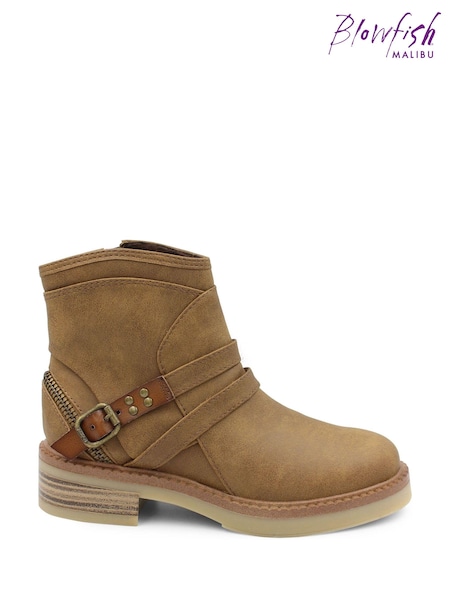 Blowfish Malibu Womens Natural Visit Buckle Strap Ankle Boots (N57346) | €41.50