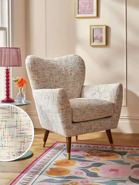 Multi Coloured Chenille Natural Wilson II Highback Armchair (N57560) | €400