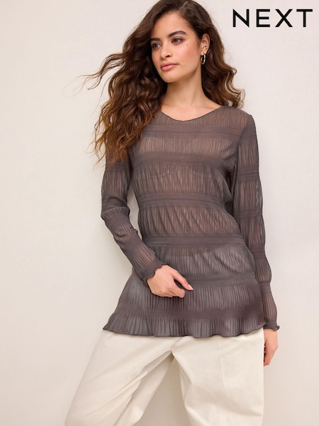 Purple Sheer Texture Longline Top (N57623) | €12