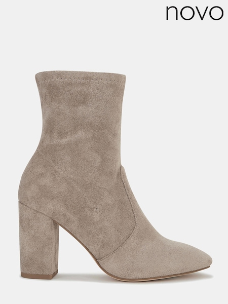 Novo Natural Regular Fit Kellan Block Heel Sock Ankle Boots (N57663) | €12