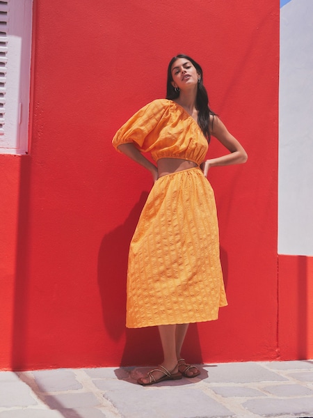 Orange One Shoulder Summer Dress (N57702) | €15