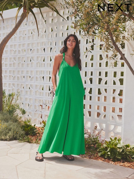 Green 100% Cotton Knot Summer Maxi Dress (N57713) | €19