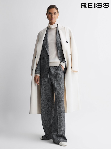 Reiss Grey Luella Wide Leg Textured Suit Trousers (N57727) | € 309