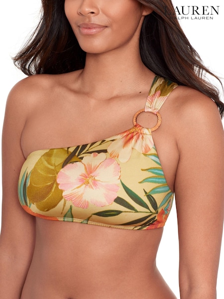 Lauren Ralph Lauren Gold Island Tropical Rattan Ring One Shoulder Bikini Top (N57748) | €66