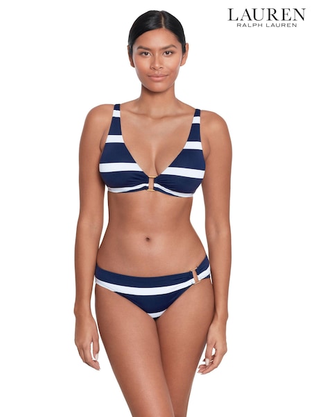 Lauren Ralph Lauren Blue Mariner Stripe Ring Front Halter Bikini Top (N57758) | 83 €