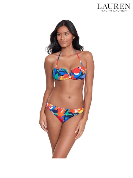 Lauren Ralph Lauren Blue Bold Abstract Floral V Wire Bandeau Bikini Top (N57762) | €66