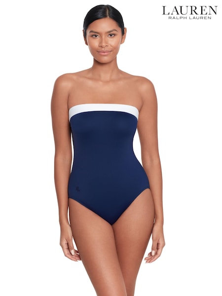 Lauren Ralph Lauren Blue Bel Air Modern Bandeau Swimsuit (N57764) | ₪749