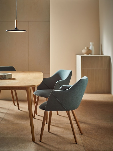 MADE.COM Set of 2 Bay Green and Oak Legs Lule Arm Dining Chairs in Velvet (N57792) | €415