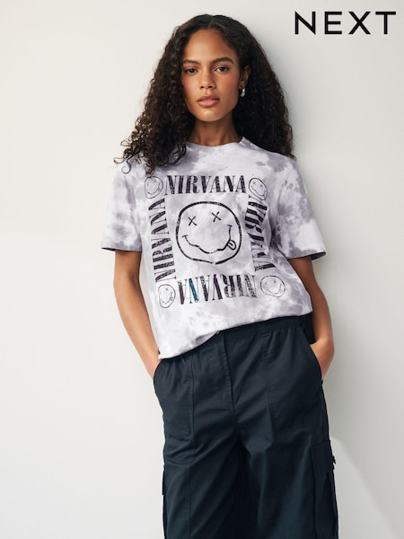 Grey/White Nirvana License Band T-Shirt (N57800) | €14