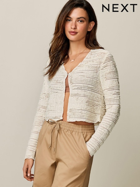 Bež - Long Sleeve Textured Cardigan (N57807) | € 20