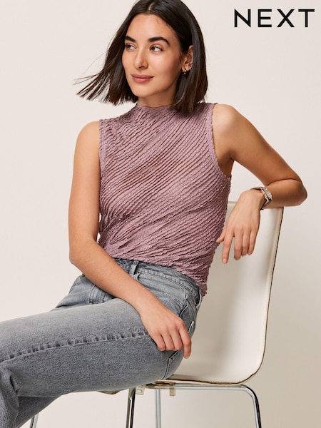 Flieder-Violett - Sleeveless Textured Tank Top (N57812) | 7 €