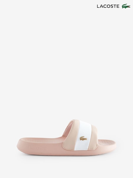 Lacoste Pink Logo Stripe Sliders (N57872) | 64 €