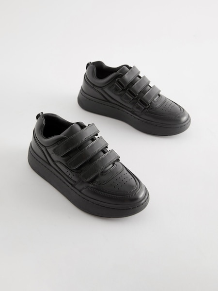 Black Standard Fit (F) School Leather Touch Fastening Strap Shoes (N57914) | €14.50 - €19