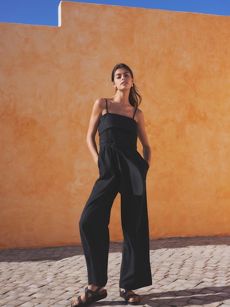 Black Belted Jumpsuit Contains Linen (N57927) | €23.50