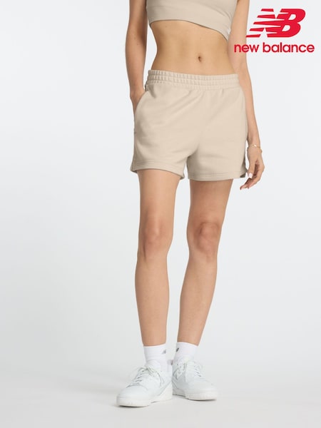 New Balance Brown Linear Heritage French Terry Shorts (N57945) | €25