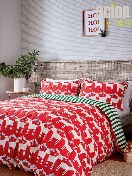 Scion Red Marty Moose 100% Cotton Duvet Cover and Pillowcase Set (N57948) | €68 - €129