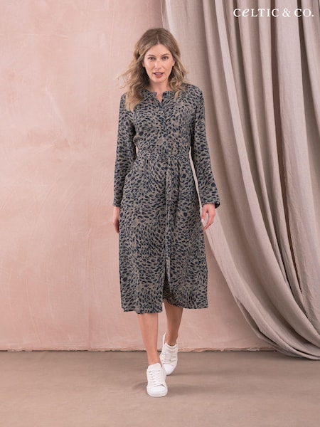 Celtic & Co. D-Ring Belted Midi Brown Dress (N58033) | €40