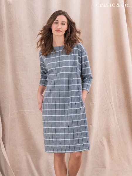 Celtic & Co. Blue Organic Cotton Check Shift Dress (N58043) | €33