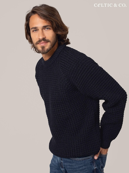Celtic & Co. Mens Cream Waffle Stitch Crew Jumper (N58079) | €197