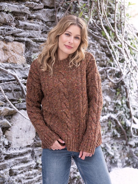 Celtic & Co. Donegal Cable Crew Brown Jumper (N58232) | €83